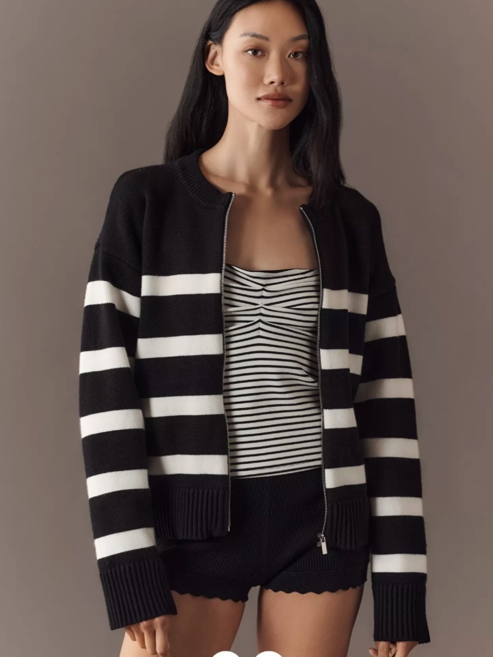 English Factory Stipe Zip-Up Cardigan (NWT)